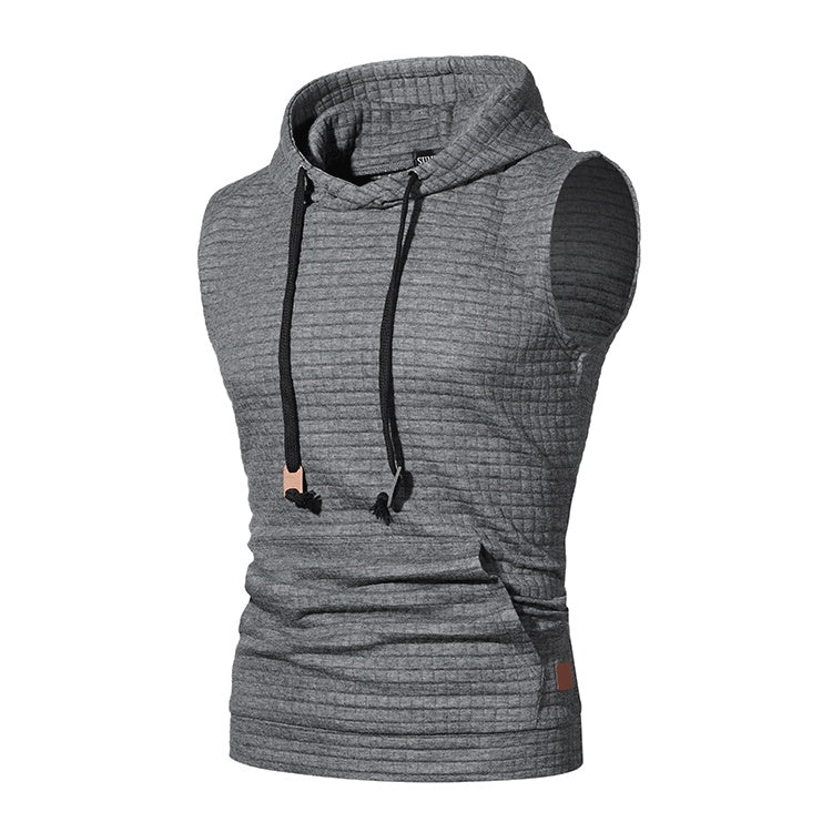 Men's Jacquard Sleeveless Solid Color Knitted Hoodie